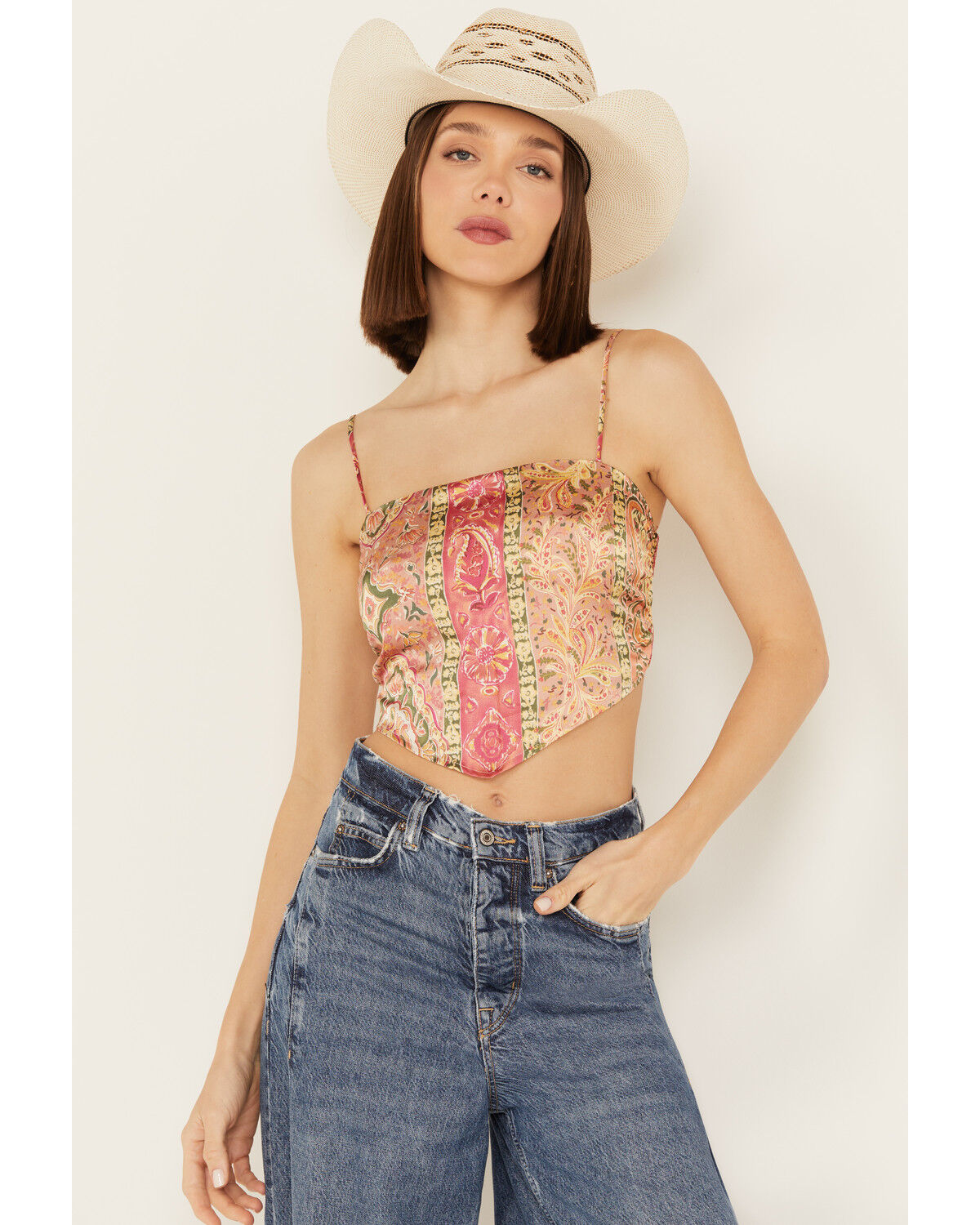 Image #1 - By Together Women's Floral Print Sleeveless Bandana Top, Coral, hi-res