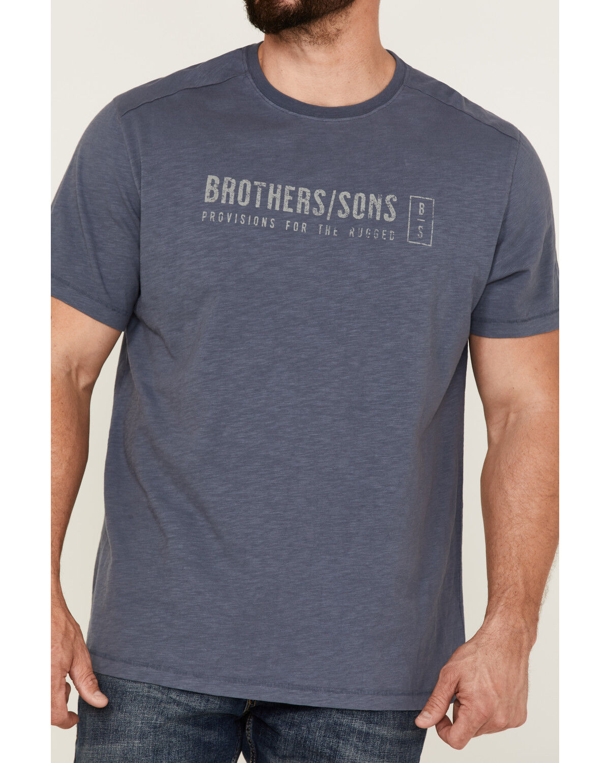 Image #3 - Brothers and Sons Men's Mercantile Weathered Slub Graphic Short Sleeve T-Shirt, Blue, hi-res