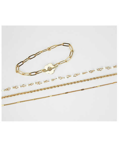 Image #1 - Shyanne Women's Gold Flower Charm Bracelet Set , Gold, hi-res