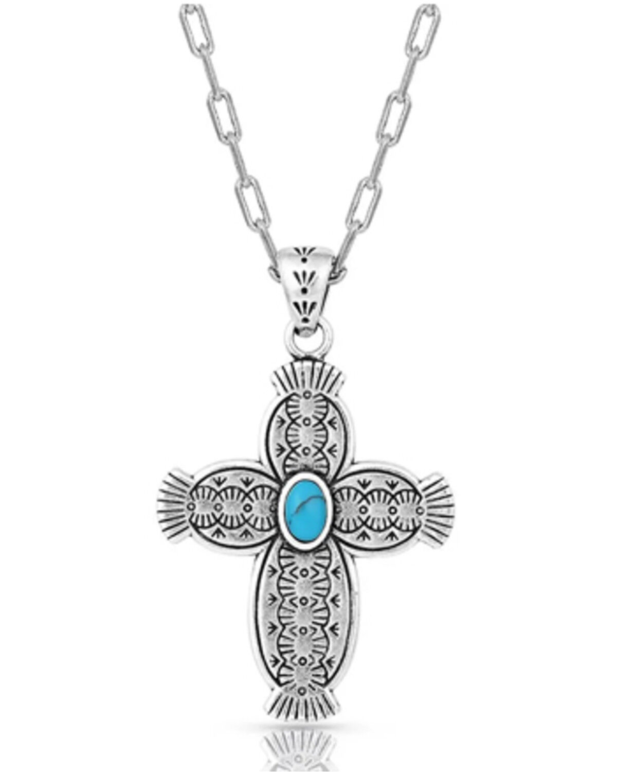 Western turquoise cross necklace outlet