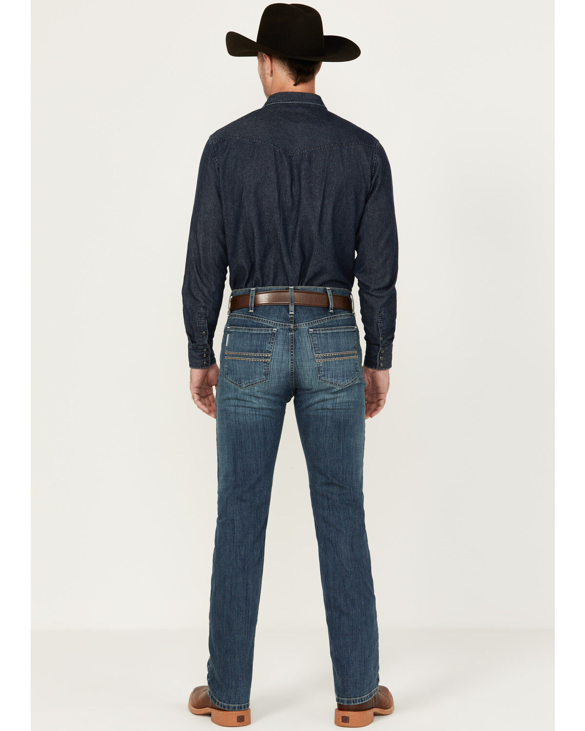 Image #3 - Cinch Men's Silver Label Medium Stonewash Performance Stretch Slim Straight Denim Jeans, Indigo, hi-res
