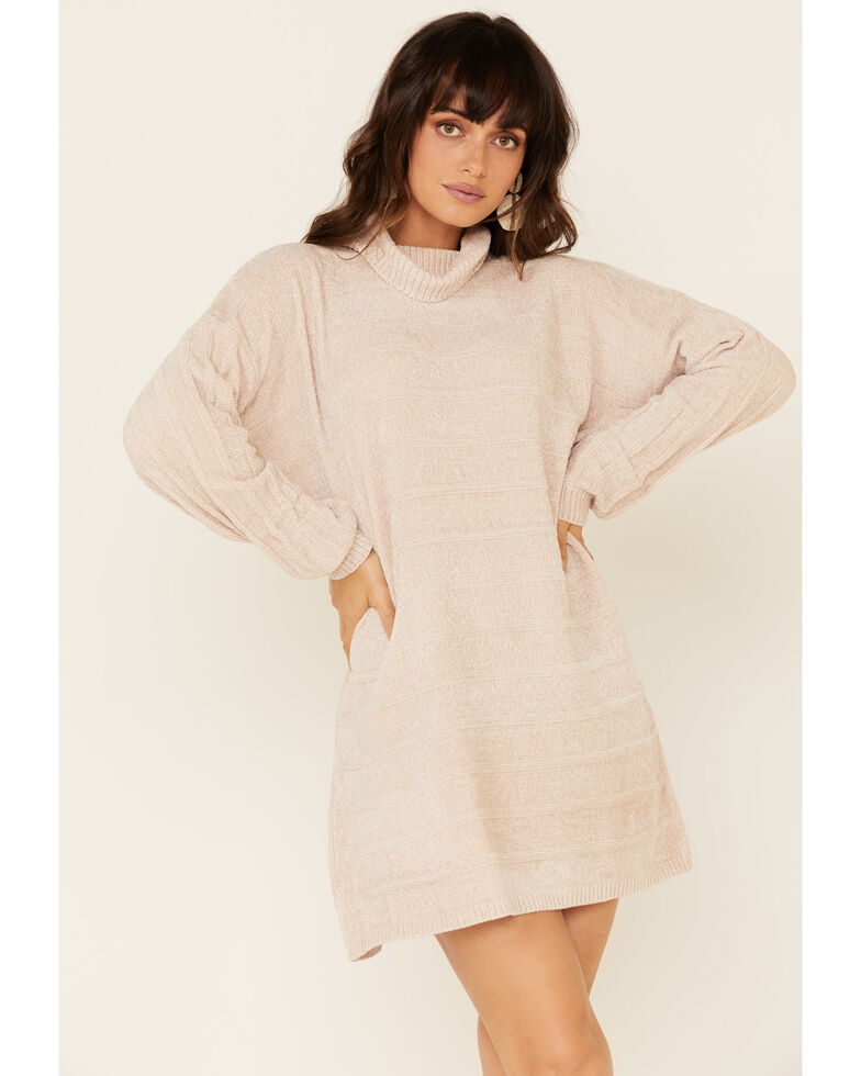 Sadie & Sage Women's Turtleneck Sweater Dress, Beige/khaki, hi-res