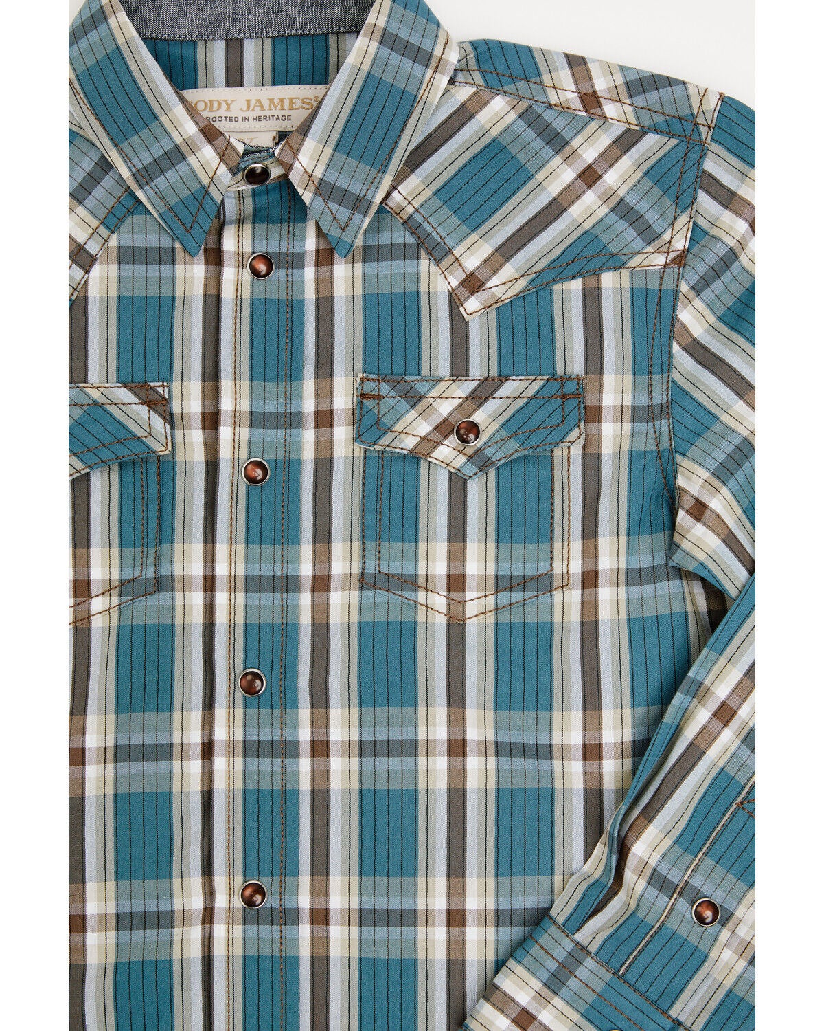 Image #2 - Cody James Toddler Boys' Niagra Falls Plaid Print Long Sleeve Snap Western Shirt, Blue, hi-res