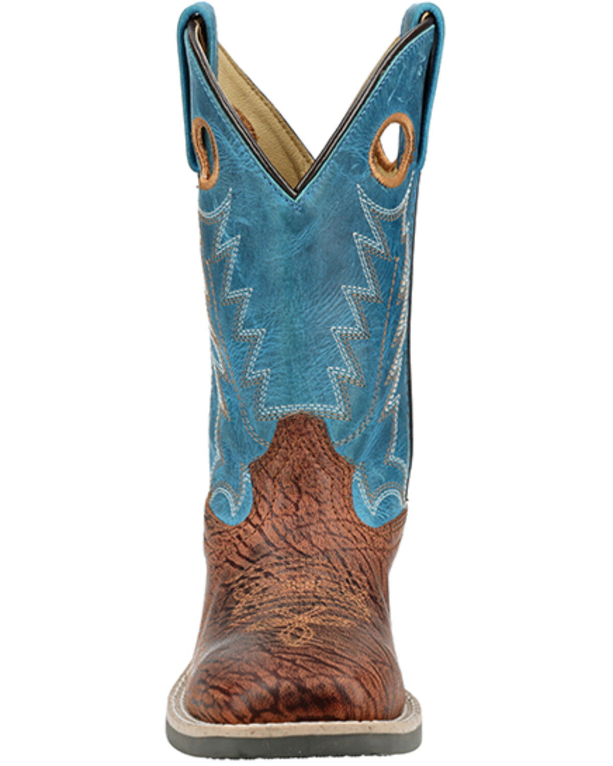 Image #4 - Smoky Mountain Boys' Frontier Western Boots - Broad Square Toe, Brown/blue, hi-res