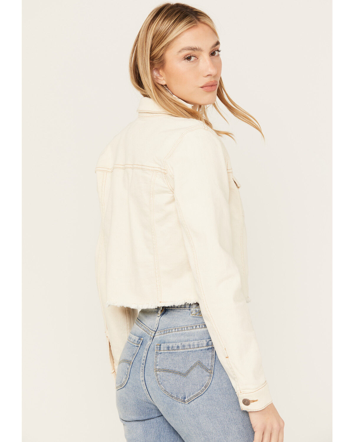 Image #4 - Shyanne Women's Cropped Fray Western Jacket, Natural, hi-res