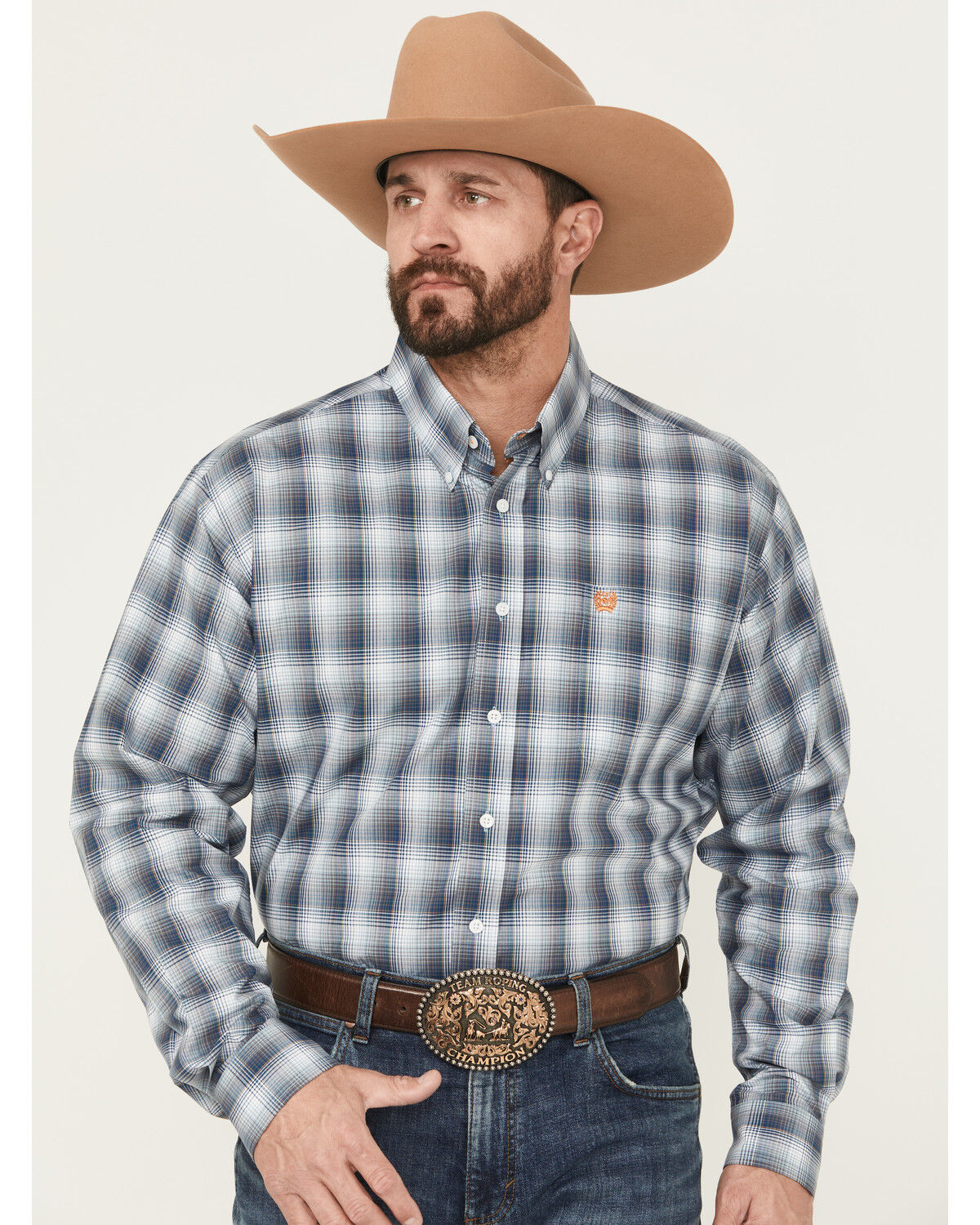 Image #1 - Cinch Men's Plaid Print Long Sleeve Button-Down Western Shirt, Multi, hi-res