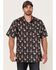 Image #1 - Scully Men's Pineapples & Flamingos Allover Print Short Sleeve Button Down Western Shirt , Black, hi-res