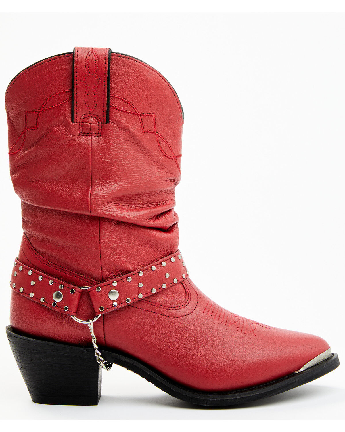 Image #3 - Shyanne Women's Ally Slouch Harness Fashion Boots - Round Toe, Red, hi-res