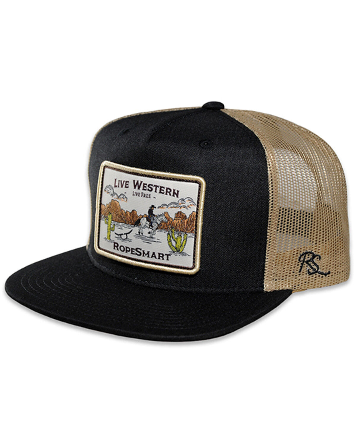 Image #1 - RopeSmart Men's Cowboy Patch Ball Cap, Black, hi-res
