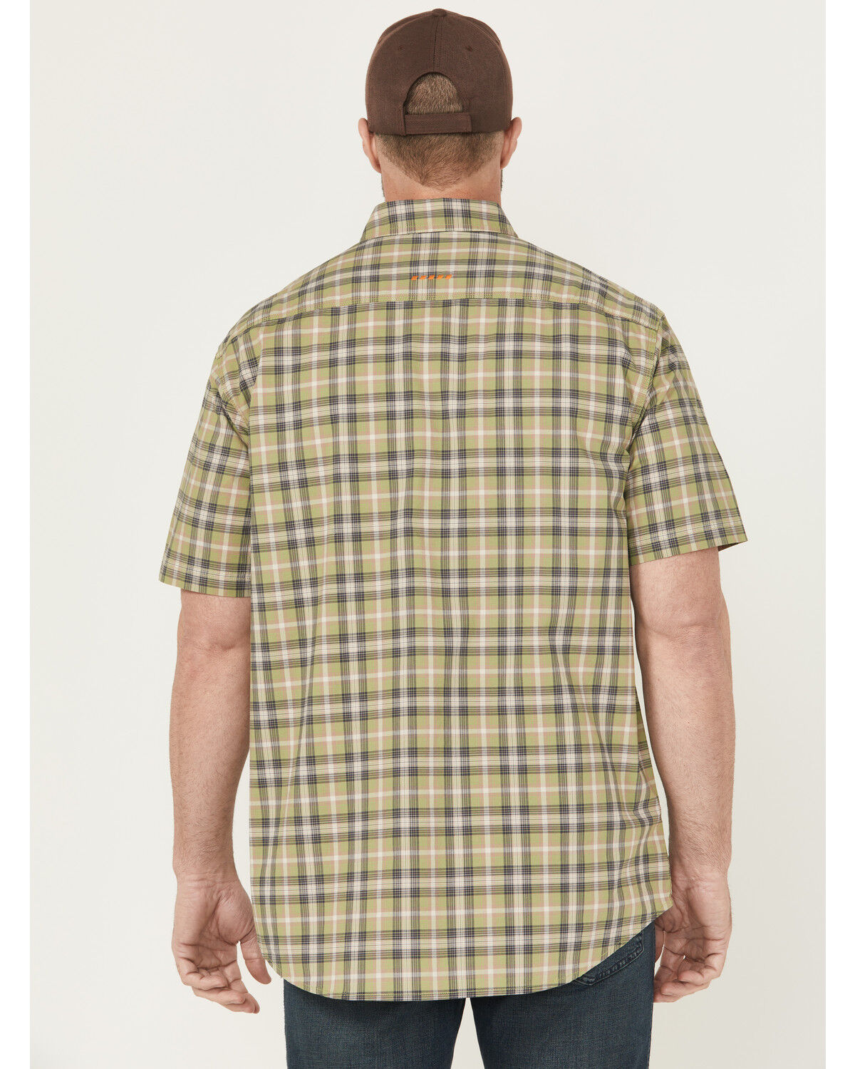 Image #4 - Ariat Men's Rebar Made Tough Short Plaid Print Sleeve Button-Down Stretch Work Shirt, Beige, hi-res
