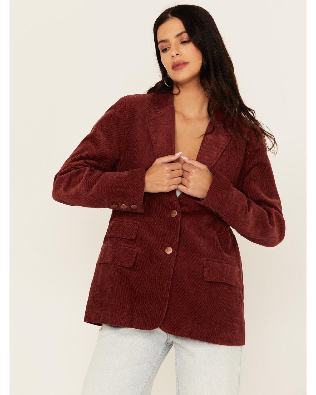 Image #2 - Wrangler Women's Corduroy Blazer, Red, hi-res