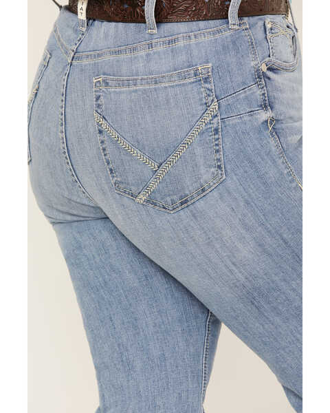 Image #4 - Ariat Women's R.E.A.L. Light Wash Mid Rise Regina Flare Jeans - Plus, Blue, hi-res