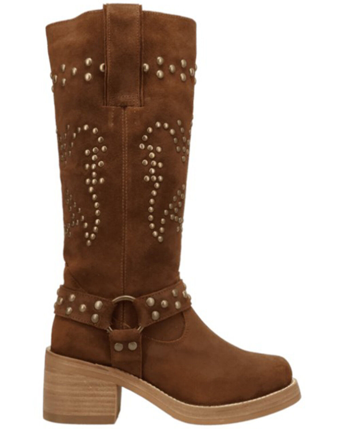 Image #2 - Dingo Women's Troubadour Studded Tall Fashion Boots - Round Toe, Brown, hi-res