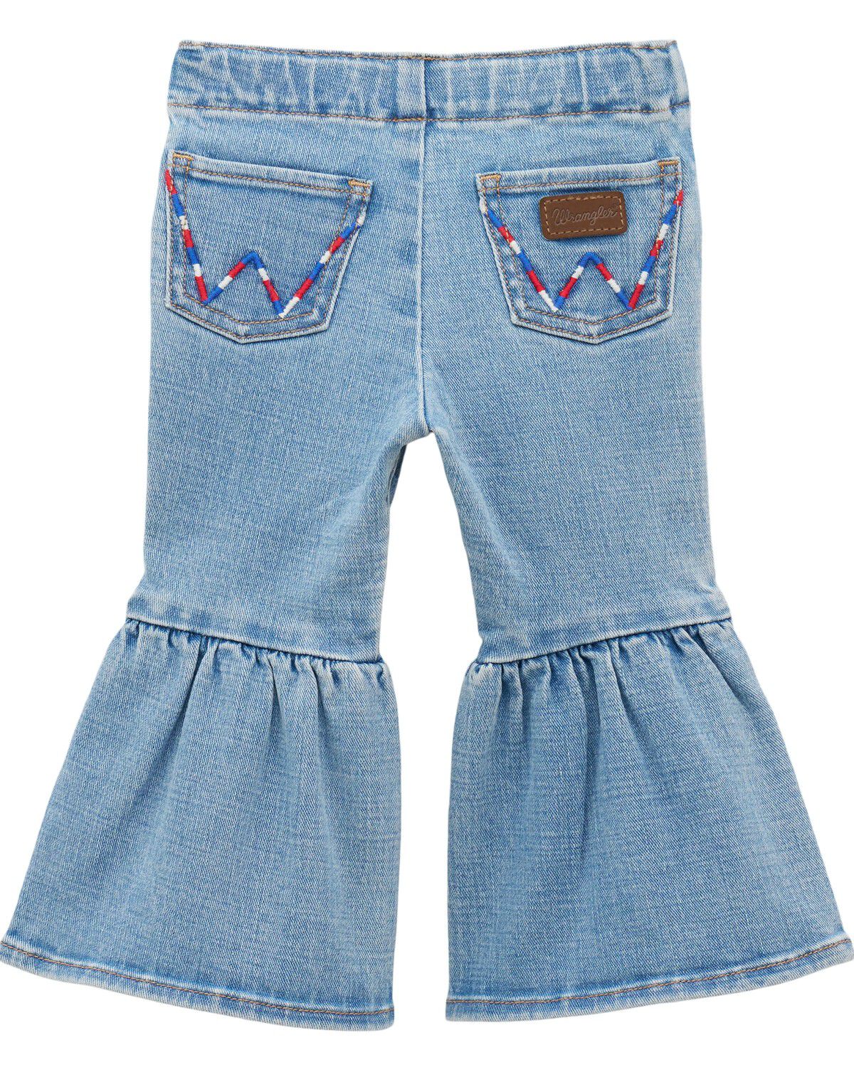 Wrangler Toddler Girls' Light Wash Americana Pull-On Flare Jeans, Blue, hi-res