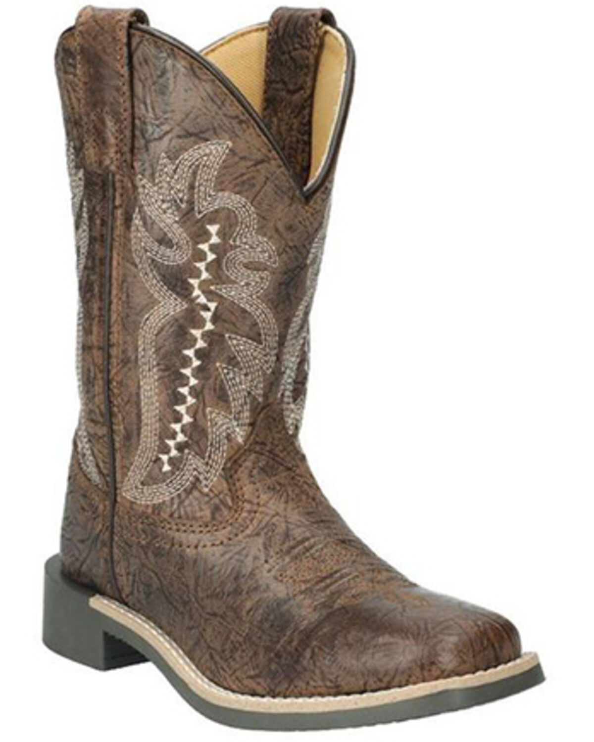 Image #1 - Smoky Mountain Little Boys' Presley Western Boots - Broad Square Toe, Brown, hi-res