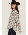 Image #2 - Evergreen Women's Floral Plaid Print Long Sleeve Button-Down Western Shirt, White, hi-res