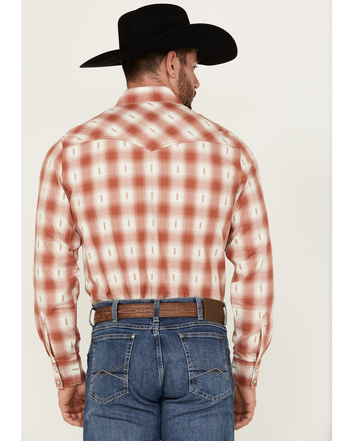 Image #4 - Wrangler Retro Men's Plaid Print Long Sleeve Snap Performance Western Shirt, Rust Copper, hi-res