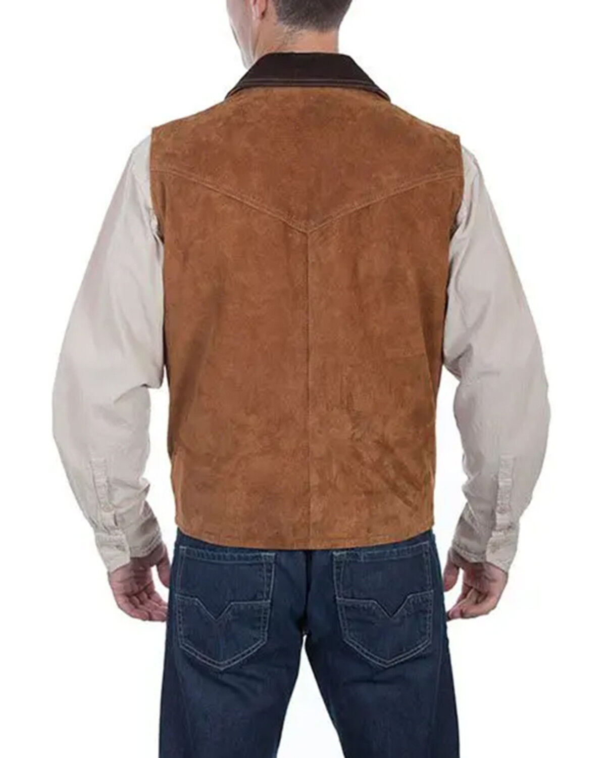Image #5 - Scully Men's Two Tone Concealed Carry Suede Vest - Big, Coffee, hi-res