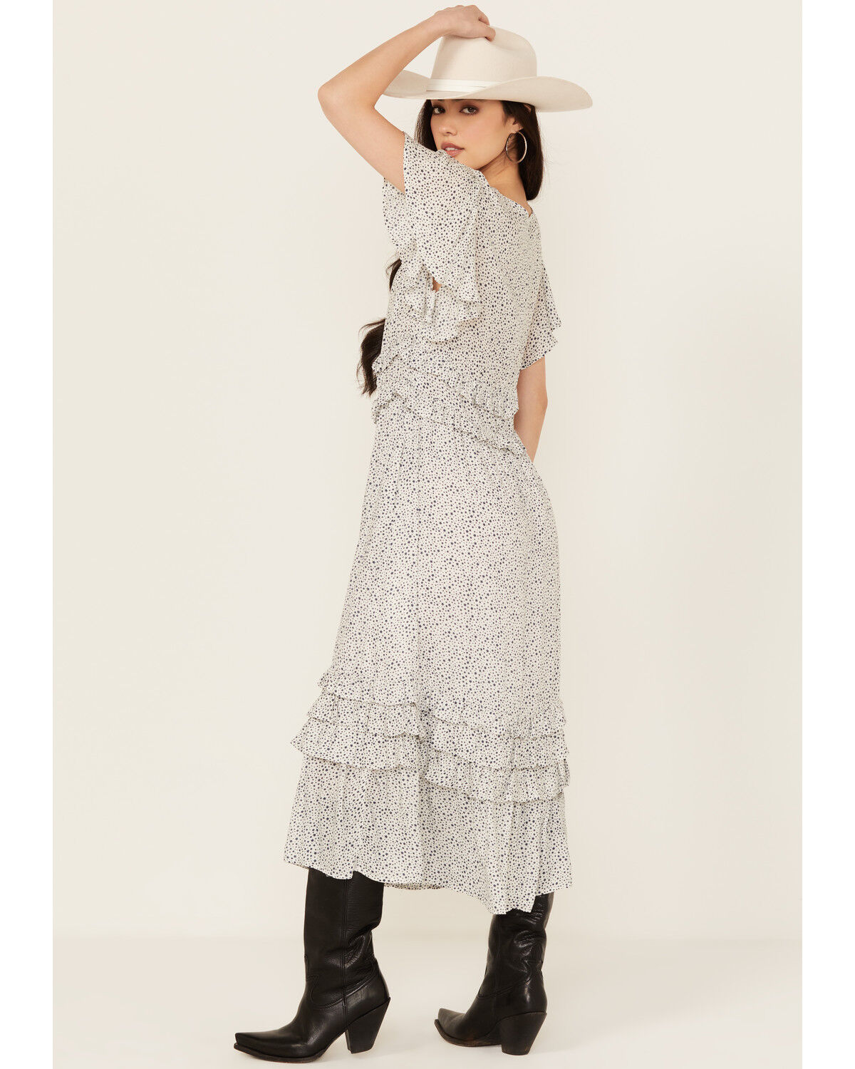 Image #4 - Stetson Women's Herringbone Midi Dress, White, hi-res