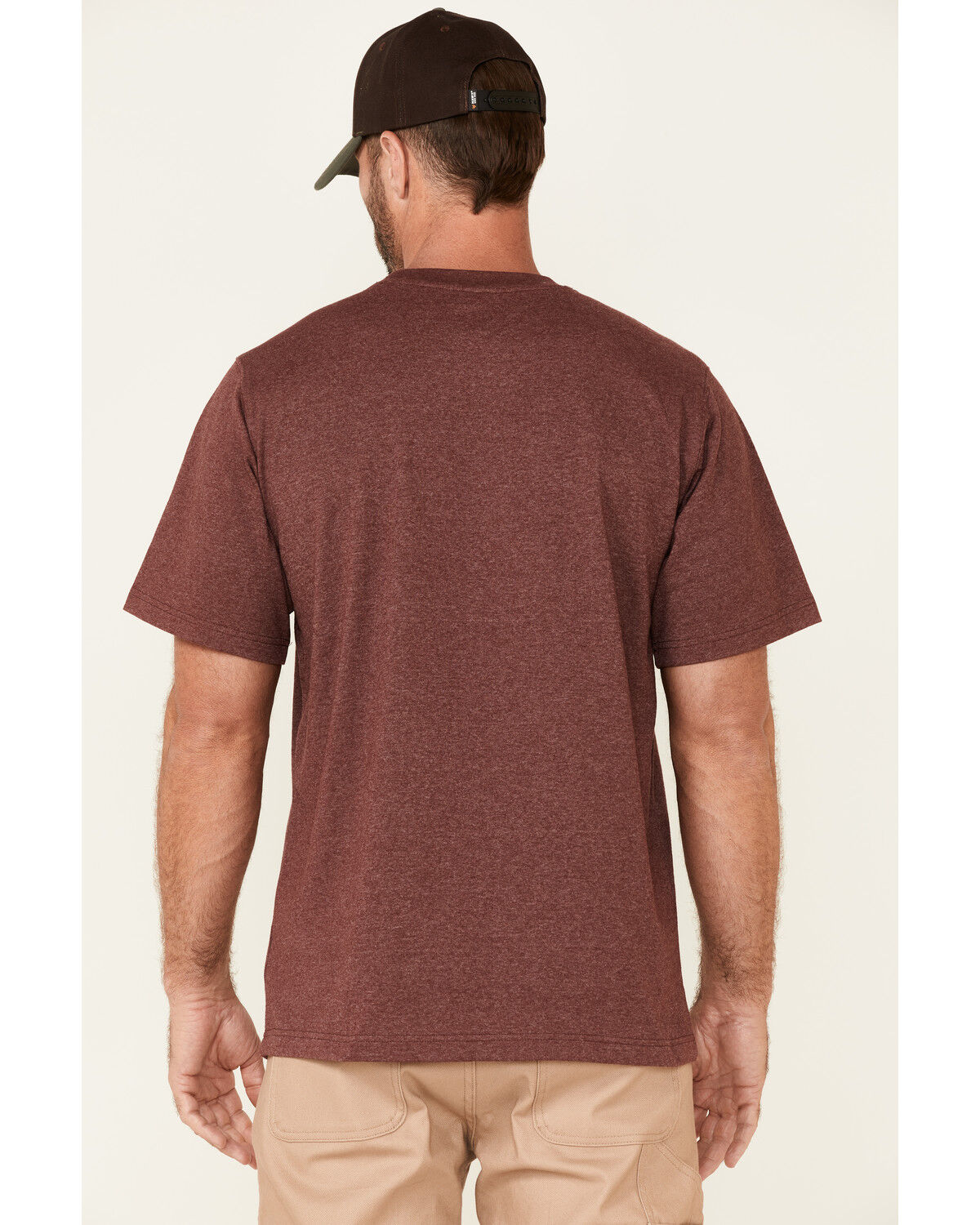 Image #4 - Hawx Men's Solid Burgundy Forge Short Sleeve Work Pocket T-Shirt, Burgundy, hi-res