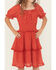 Image #3 - Ash & Violet Girls' Chiffon Dot Short Sleeve Mini Dress, Red, hi-res