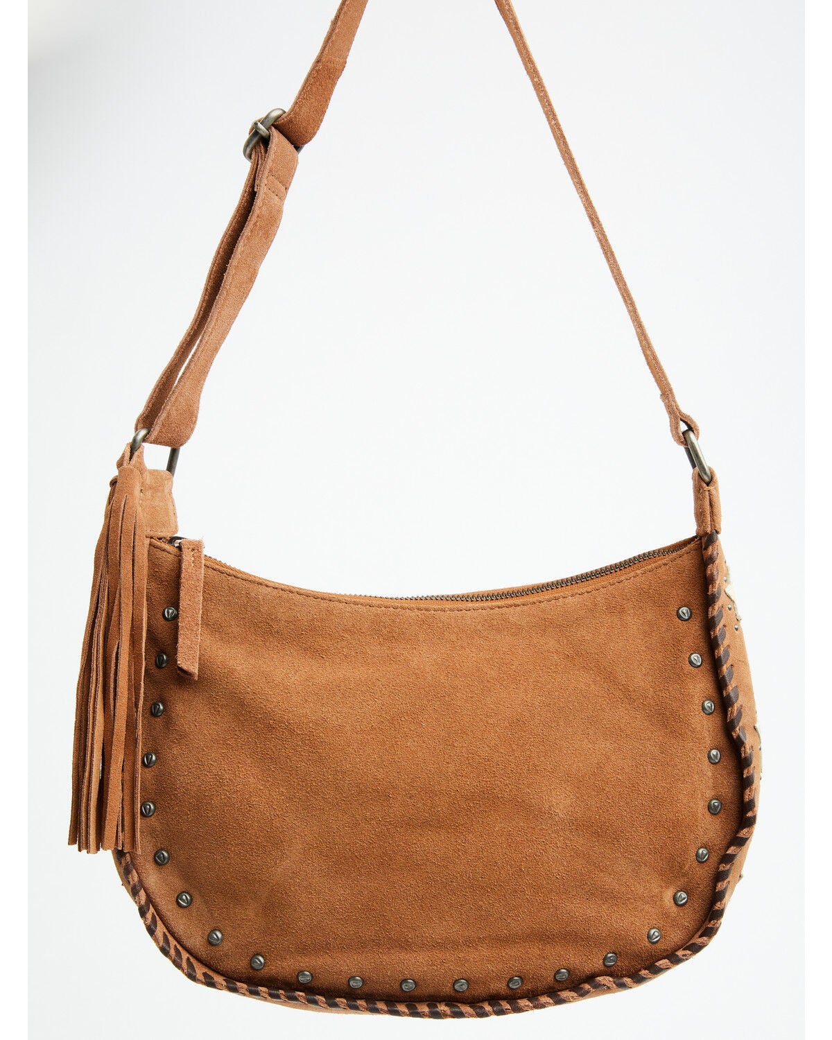 Idyllwind Women's Sabre Star Suede Shoulder Bag, Brown, hi-res