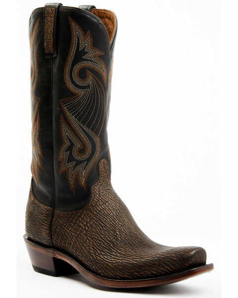Lucchese Men's Mingus Exotic Shark Western Boots - Square Toe, Black, hi-res