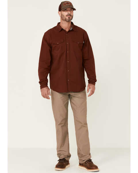 Image #2 - Hawx Men's Solid Twill Pearl Snap Long Sleeve Work Shirt , Mahogany, hi-res