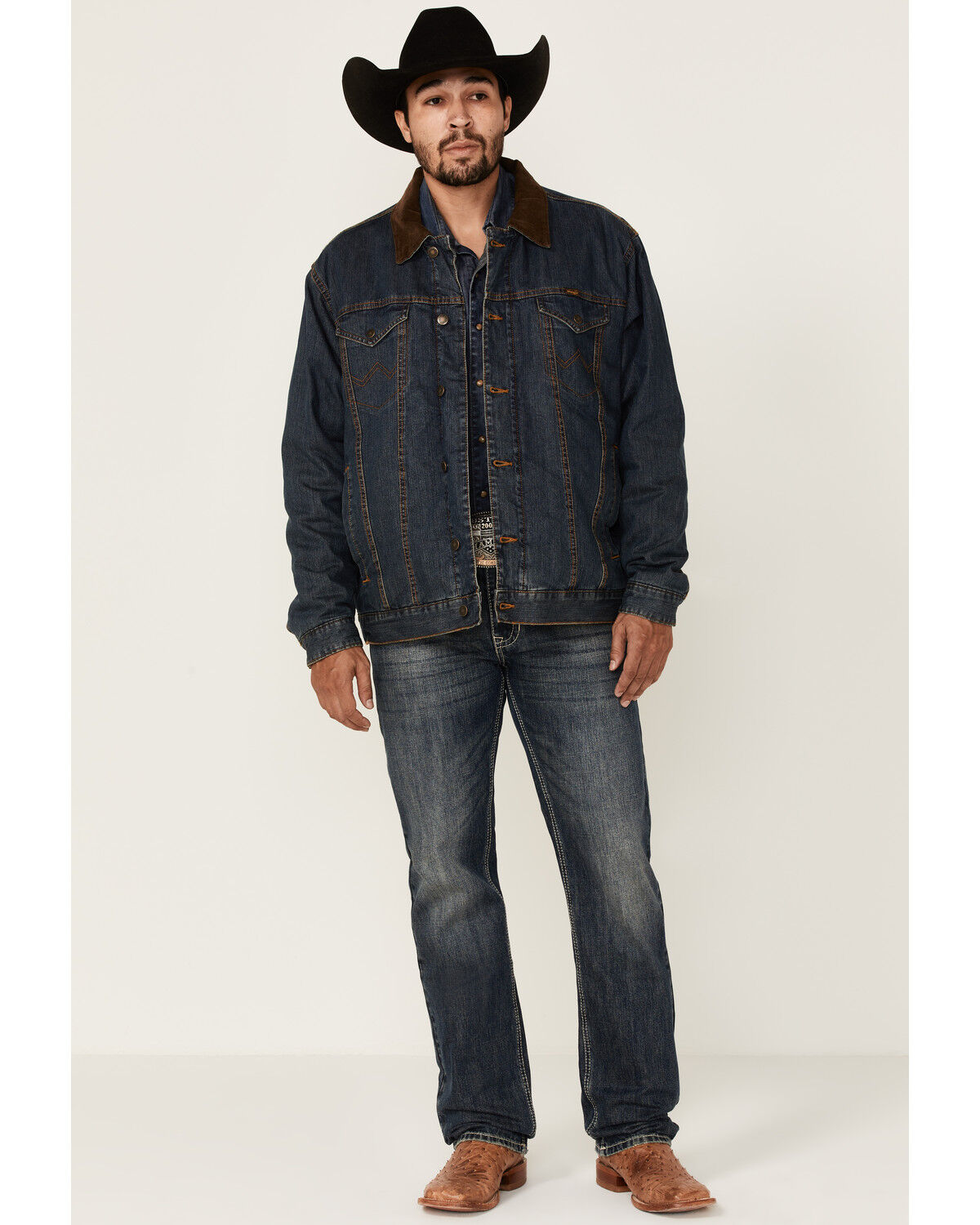 Image #2 - Wrangler Men's Concealed Carry Blanket-Lined Denim Jacket - Tall, Indigo, hi-res