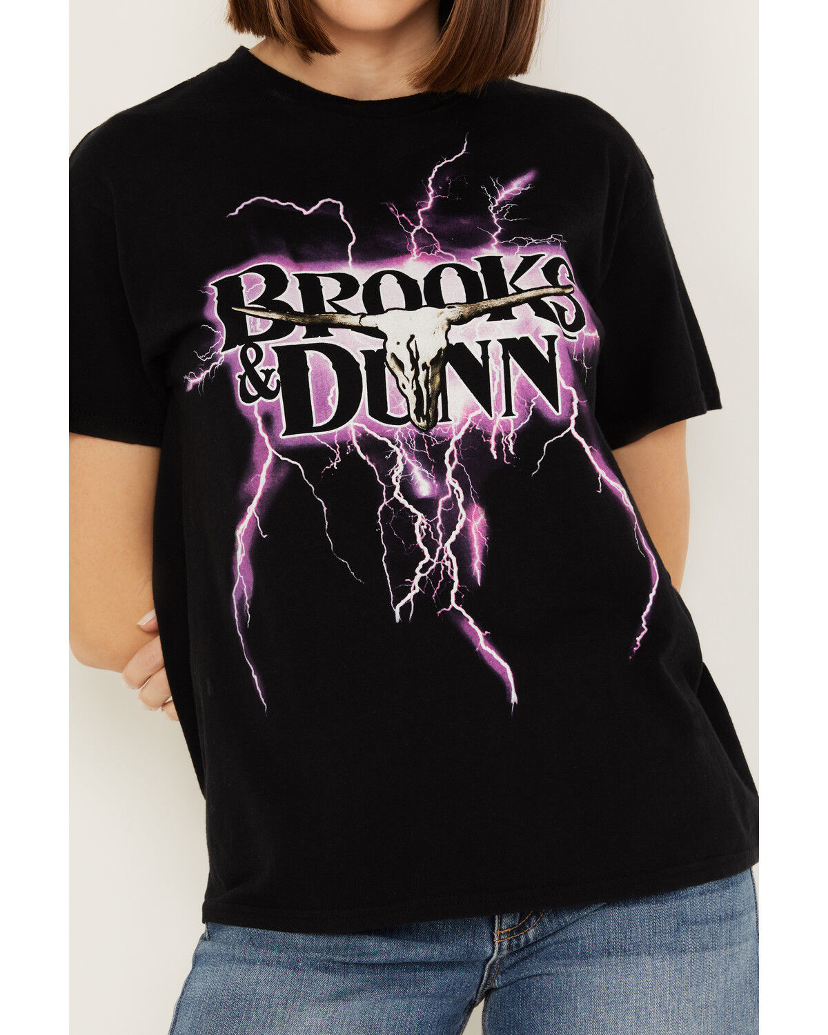 Image #3 - Merch Traffic Women's Brooks & Dunn Lightning Short Sleeve Graphic Tee, Black, hi-res
