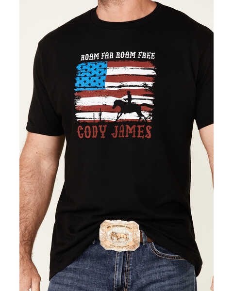 Image #3 - Cody James Men's Roam Free Flag Graphic Short Sleeve T-Shirt, Black, hi-res
