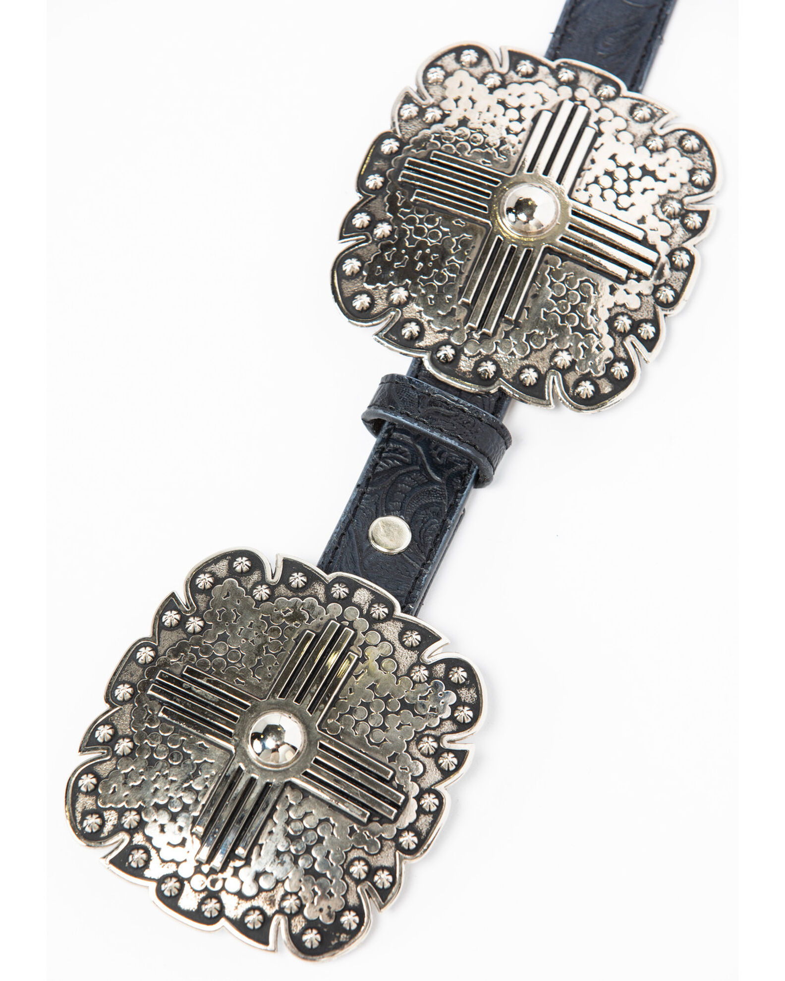 Image #3 - Angel Ranch Women's 1" Square Concho Leather Belt, Black, hi-res