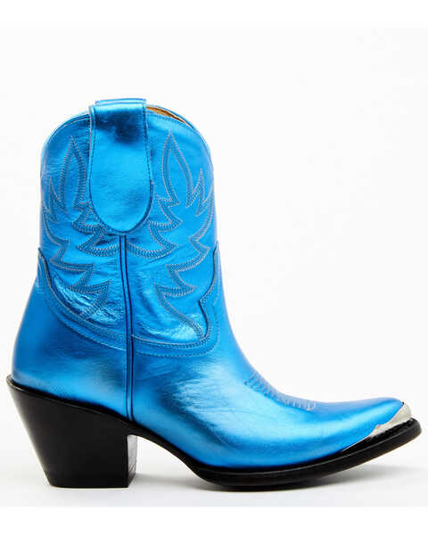 Image #2 - Idyllwind Women's Wheels Metallic Leather Booties - Pointed Toe, Royal Blue, hi-res