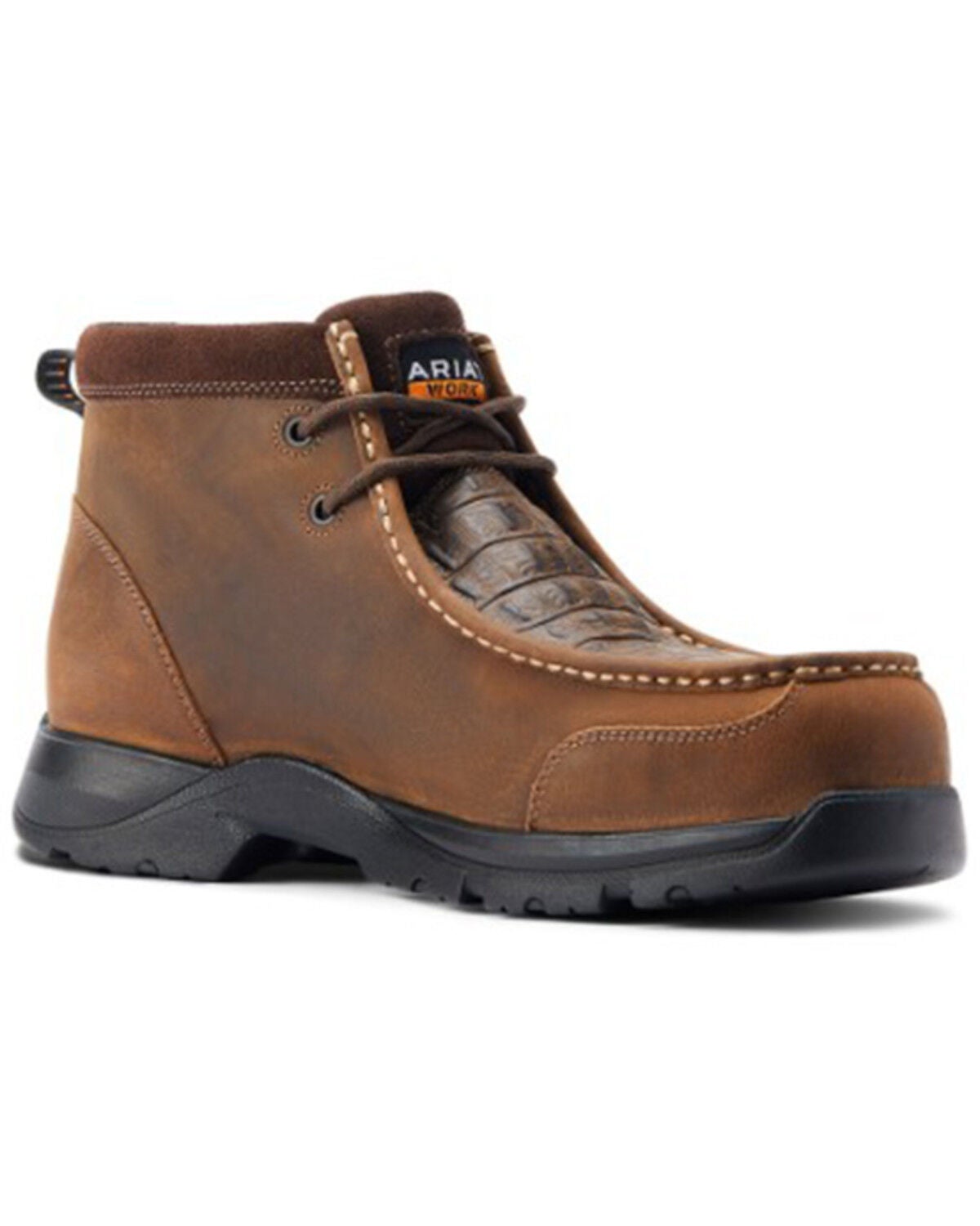 Ariat Men's Edge Lite Crocodile Print Work Shoes - Composite Toe, Brown, hi-res