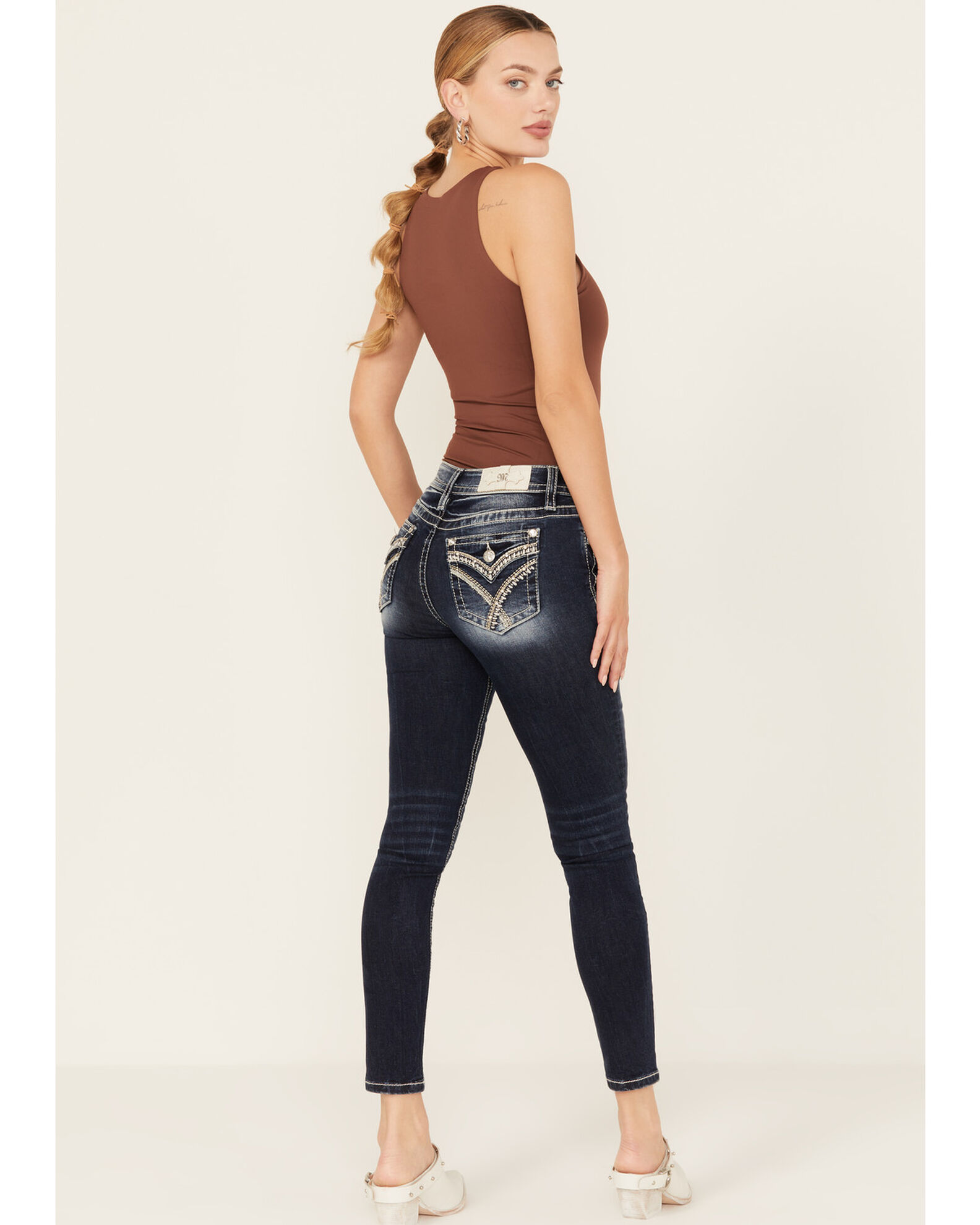 Miss Me Women s Dark Wash Mid Rise Stretch Skinny Jeans