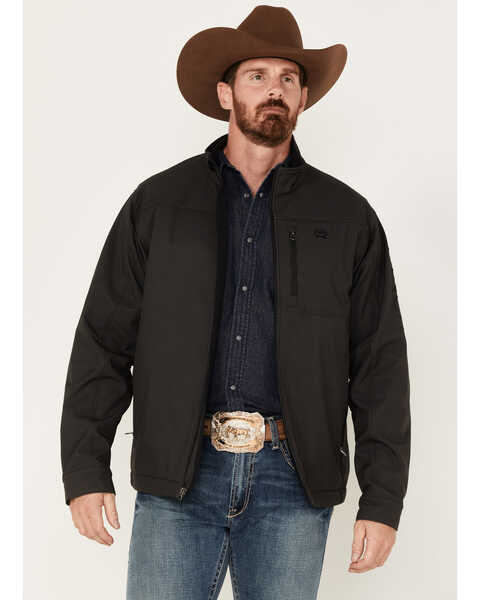 Image #1 - Cinch Men's Solid Textured Concealed Carry Zip-Front Softshell Jacket , Dark Brown, hi-res