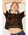 Country Deep Women's Black Whiskey Bent Graphic Cropped Tee , Black, hi-res