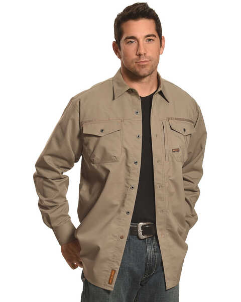 Image #1 - Ariat Men's Long Sleeve Work Shirt , Brown, hi-res