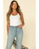 Rock & Roll Denim Women's Button Bandana Hem Trousers, Blue, hi-res