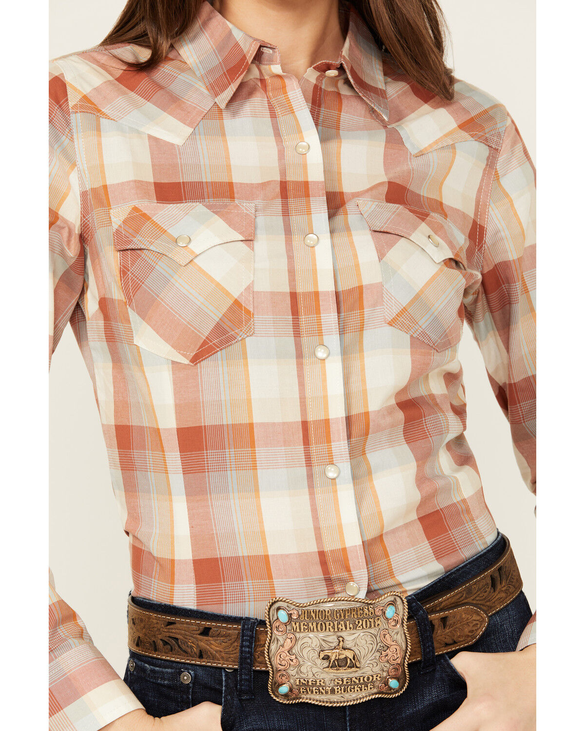 Image #3 - Wrangler Retro Women's Plaid Print Long Sleeve Pearl Snap Western Shirt, Multi, hi-res