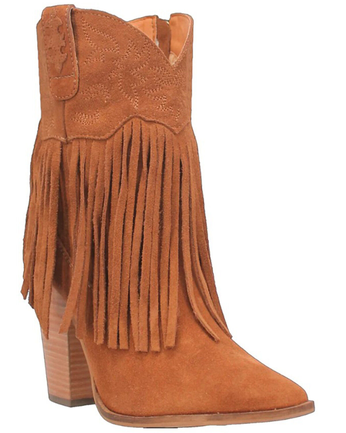 Image #1 - Dingo Women's Crazy Train Leather Booties - Round Toe, Caramel, hi-res