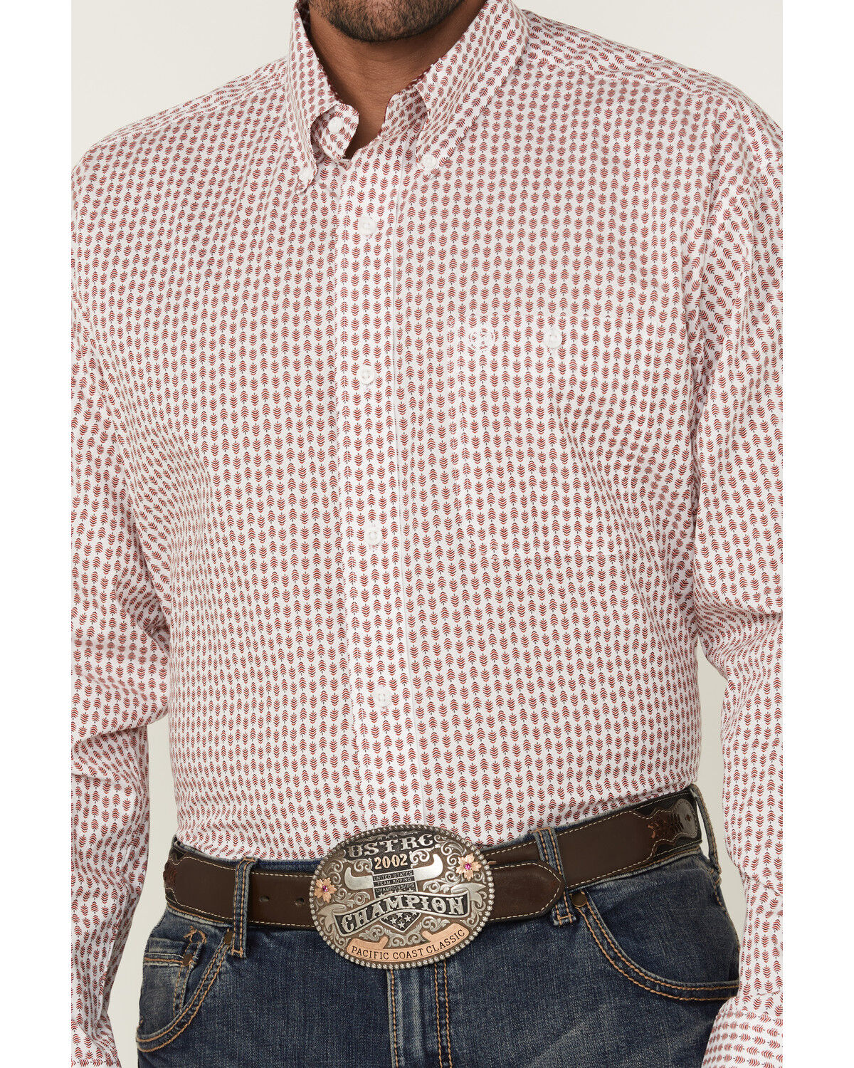 Image #3 - George Strait by Wrangler Men's Geo Print Long Sleeve Button-Down Stretch Western Shirt, White, hi-res