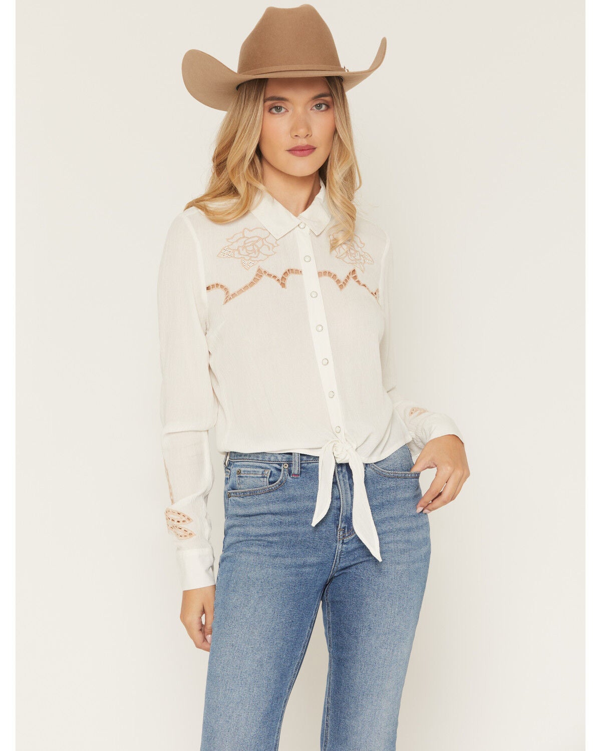Image #3 - Idyllwind Women's Sonora Long Sleeve Snap Western Shirt, Cream, hi-res
