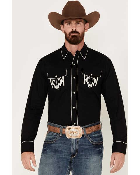 Ariat Men's Chimayo Retro Long Sleeve Snap Western Shirt, Black, hi-res