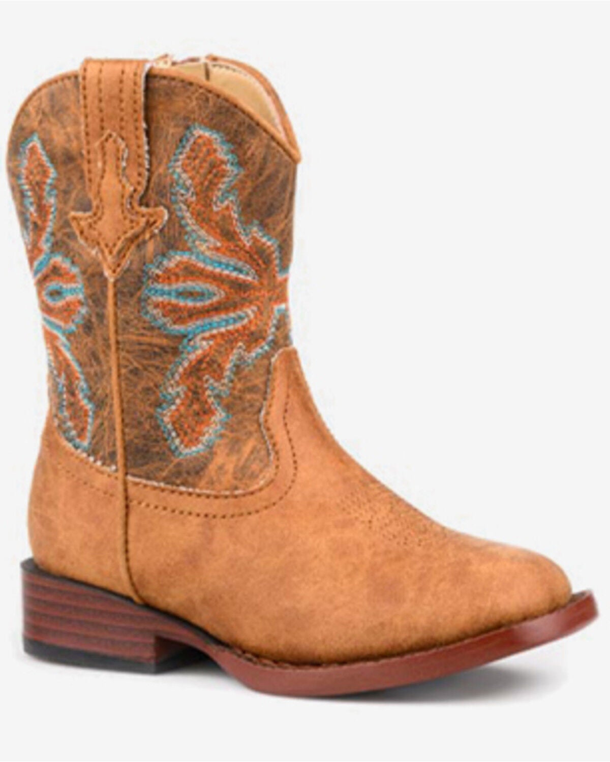 Roper Toddler Kid's Victor Western Boots - Broad Square Toe, Tan, hi-res