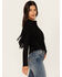 Image #3 - Idyllwind Women's Fate Tie Front Faux Suede Fringe Top, Black, hi-res