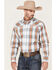 Image #2 - Roper Men's Setting Sun Large Ombre Plaid Long Sleeve Pearl Snap Western Shirt, Grey, hi-res