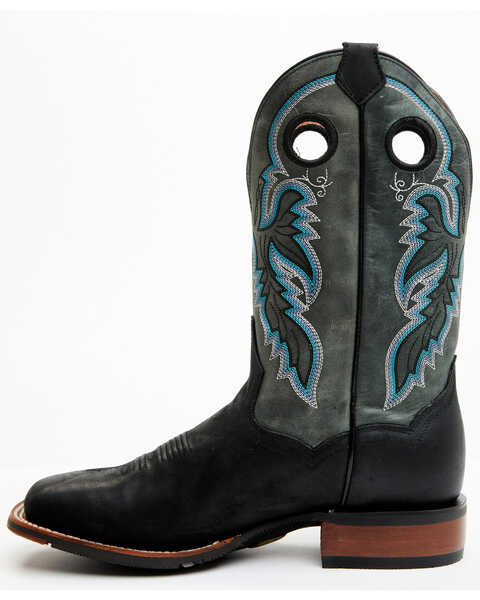 Image #3 - Dan Post Men's Leon Crazy Horse Performance Leather Western Boot - Broad Square Toe , Black/blue, hi-res
