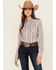 Image #1 - Rough Stock by Panhandle Women's Southwestern Striped Long Sleeve Pearl Snap Stretch Western Shirt, Multi, hi-res