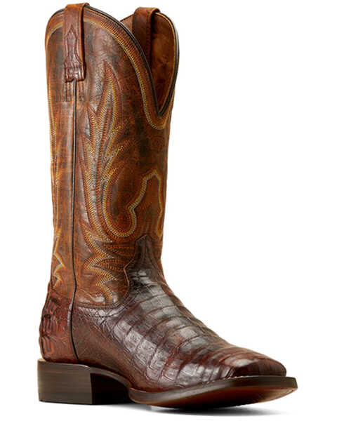Ariat Men's Gunslinger Exotic Caiman Belly Western Boots - Square Toe , Brown, hi-res